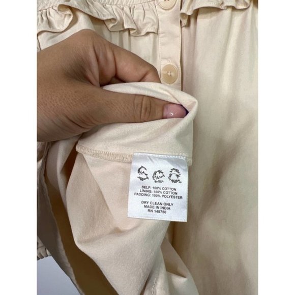 Sea NY Layla Quilted Puff Sleeve Cotton Ruffle Top Women's Tan Size: XXS NWOT - Picture 7 of 9